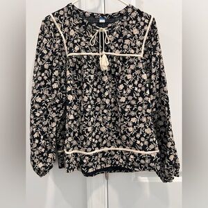 Floral Black and Cream Women's Top